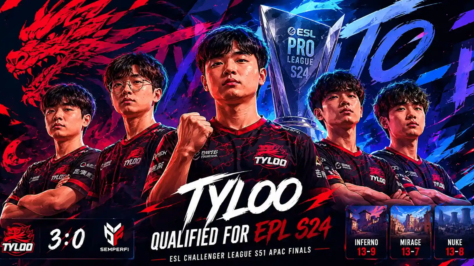 TYLOO Crush SemperFi to Qualify for EPL S24 After Dominant APAC Finals Victory